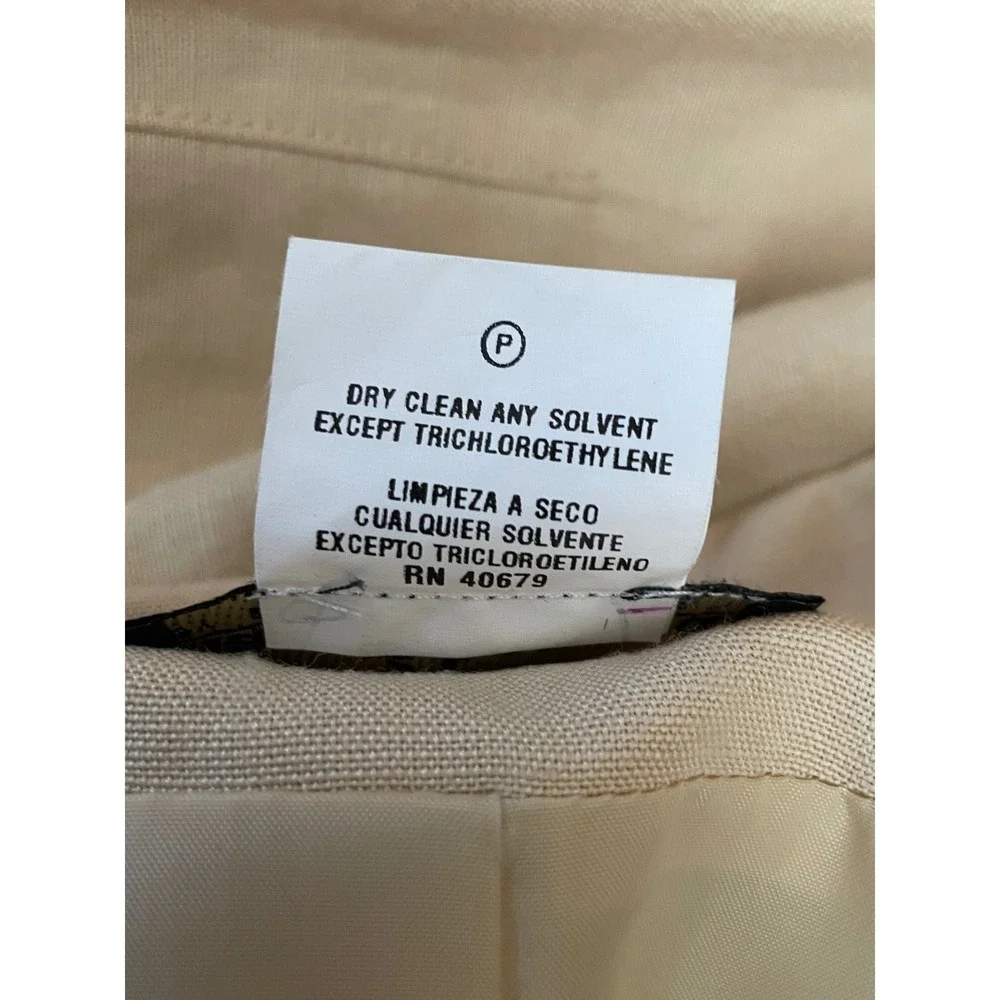 Harve Benard Womens Jacket 6 Blazer Tan Linen Blend Button Utility